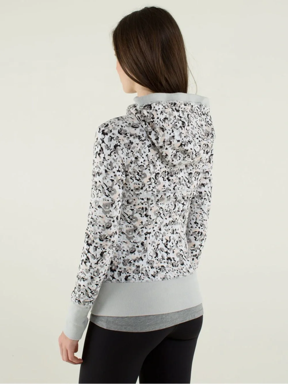 lululemon athletica Light Gray Floral-Print Zip Hoodie